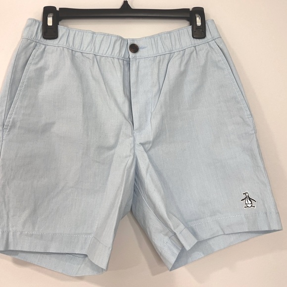 NWT Original Penguin Blue Flat Front Shorts. Size Small. Inseam 5.5 - Picture 1 of 5